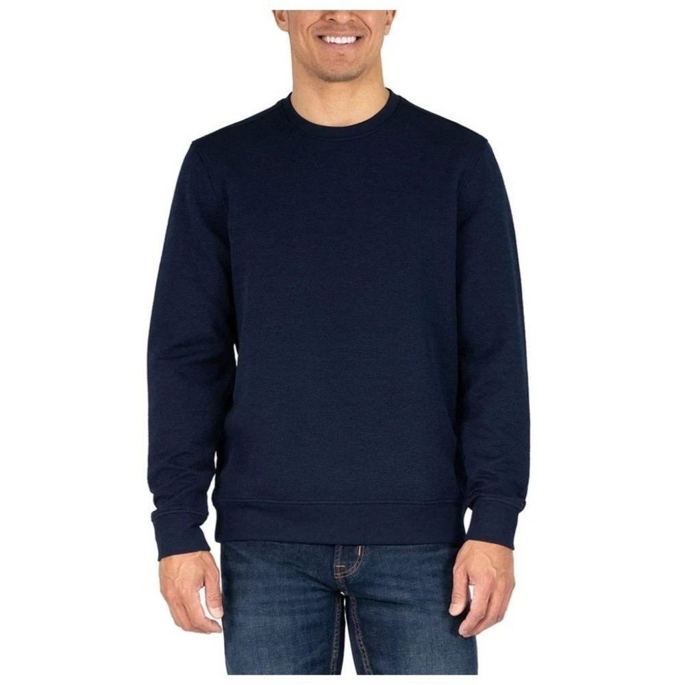 NEW Gerry Men's L Textured Crew Neck Long Sleeve Sweatshirt Navy Blue Large